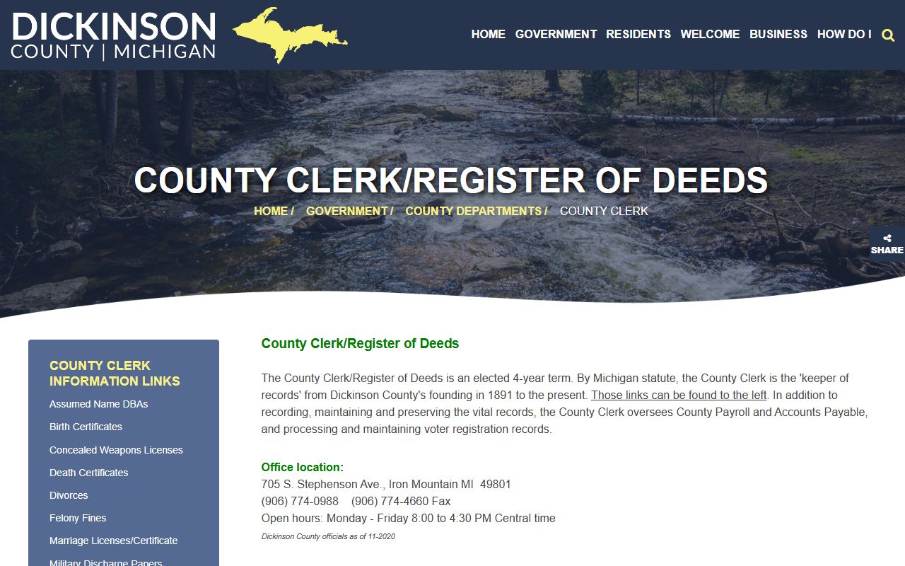 Dickinson County jail mugshots FOIA records request page