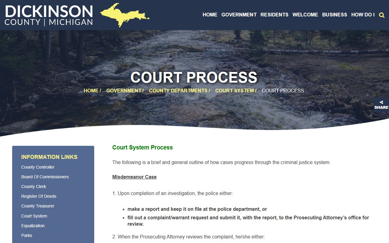 Dickinson County Correctional Center booking court process after arrest